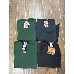 Lot Of 4 Vintage Blank Crewneck Sweater Jerzees/Fruit Of The Loom Green/Black L